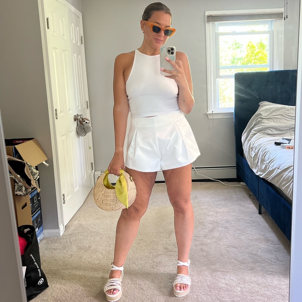 White shiny shorts